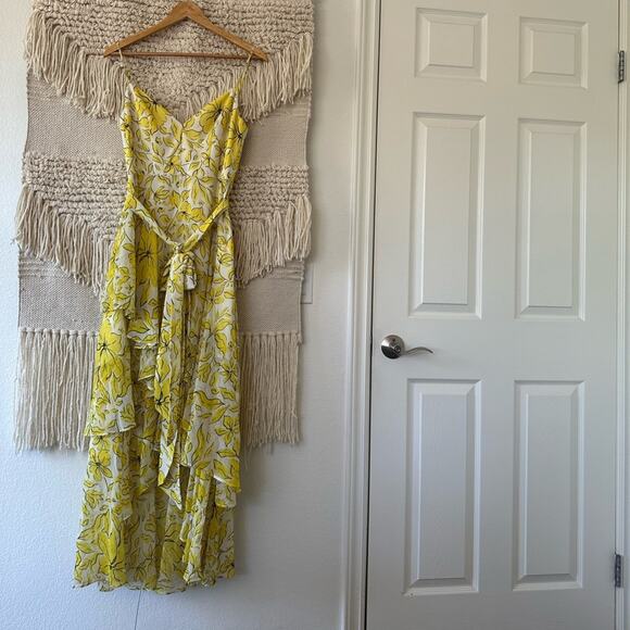 Badgley Mischka Yellow Mixed Print Dress - Picture 1 of 9